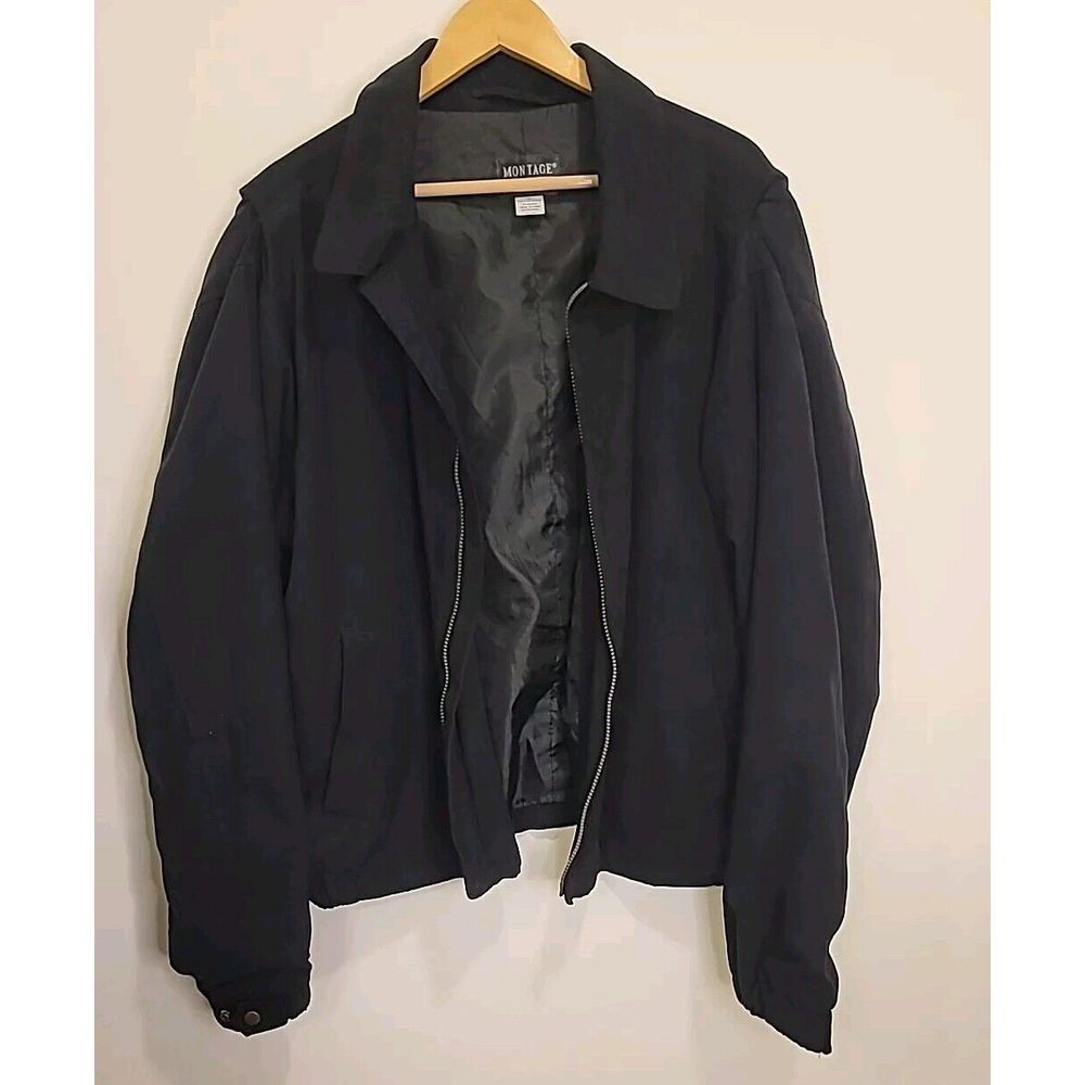 Vintage Black Suede Bomber Jacket full zip size XL Montage‎ Collection Workwear